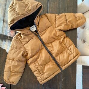 Old Navy Tan Hooded Puffer Jacket